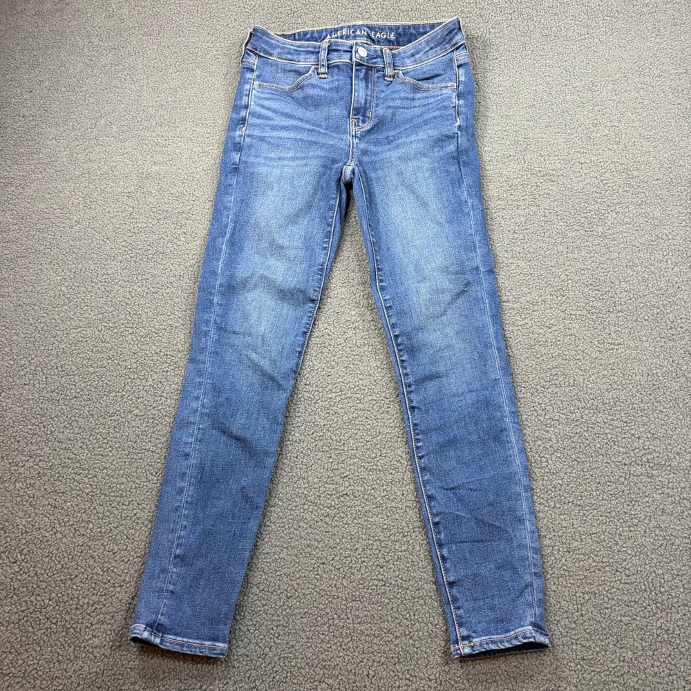 American Eagle Jegging Womens 2 Short Blue High Rise Next Level Stretch Denim